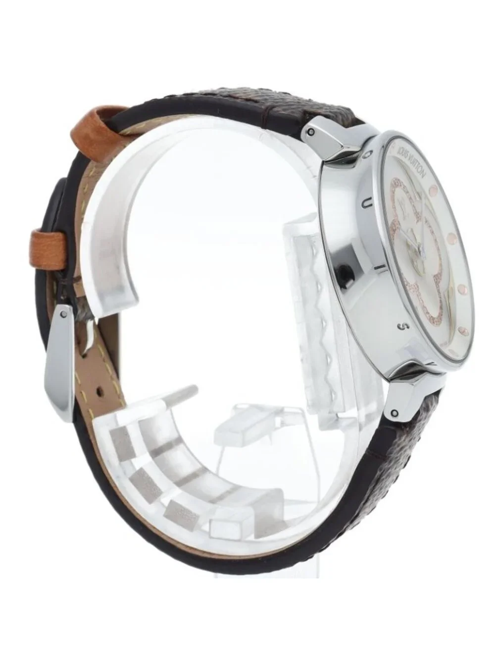 Louis Vuitton Tambour Moondivine Watch Diamond Shell Box Band SS - Picture 4 of 6